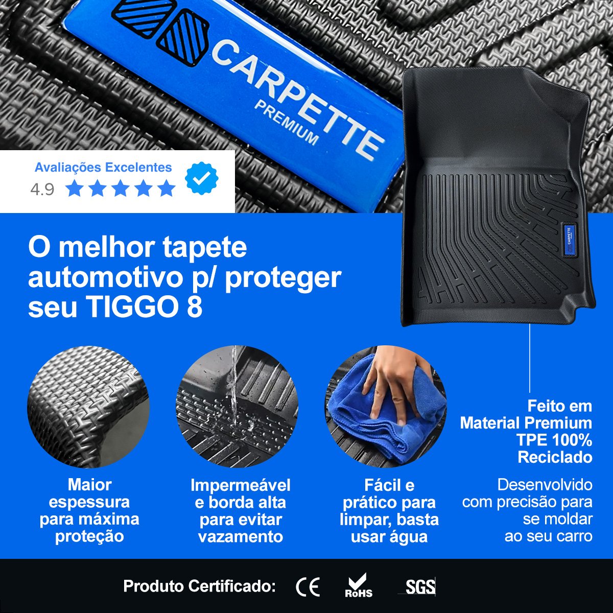Kit tapete TPE Chery Tiggo 8 completo - Imagem 2