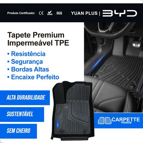 Kit Tapetes Byd Yuan Completo 3d Tpe Impermeável Carpette Preto - Imagem 6