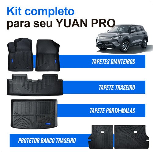 Kit Completo Tapete Byd Yuan Pro 3d Tpe Impermeável Carpette Preto - Imagem 3
