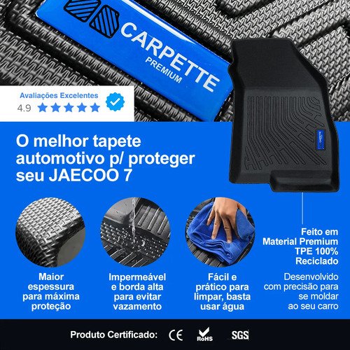 Kit Tapete Jaecoo 7 Completo Tpe 3d Impermeável Carpette Preto - Imagem 2