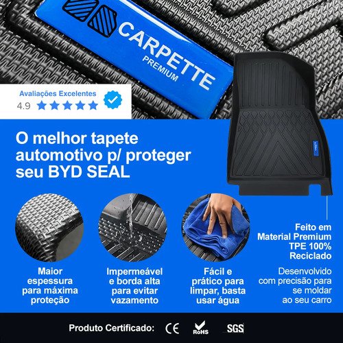 Kit Tapete Byd Seal Completo Tpe 3d Impermeável Carpette Preto - Imagem 2