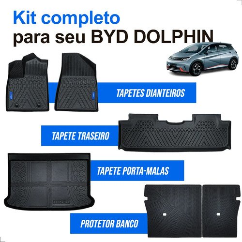 Kit Tapete Byd Dolphin Completo Tpe 3d Impermeável Carpette Preto - Imagem 3