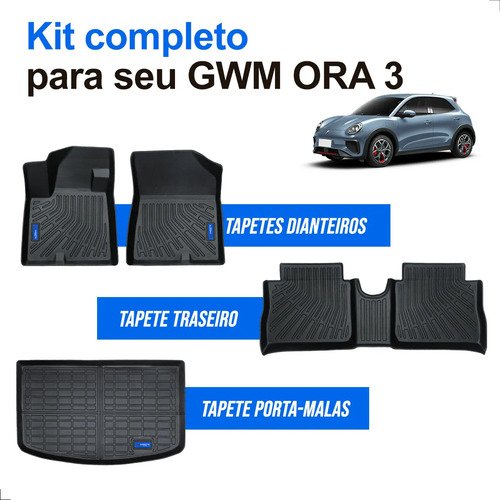 Kit Tapetes Ora 3 Gwm Completo Tpe 3d Impermeável Carpette Preto - Imagem 4
