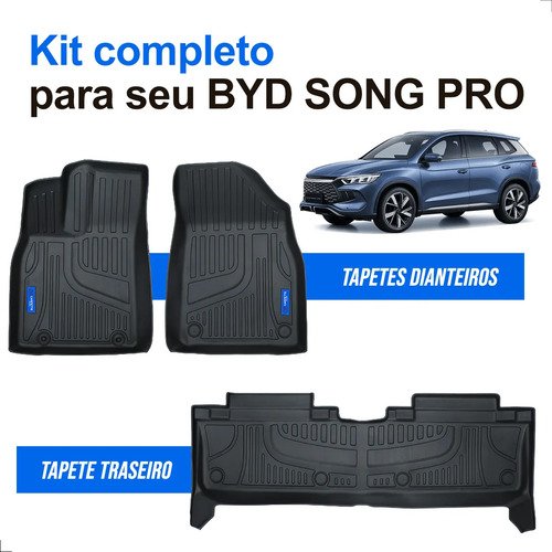 Kit Tapete Byd Song Pro Tpe 3d Impermeável Carpette Premium Preto - Imagem 3