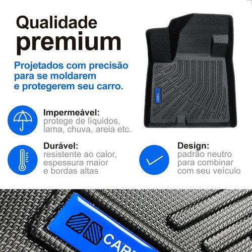 Kit Tapetes Ora 3 Gwm Completo Tpe 3d Impermeável Carpette Preto - Imagem 3