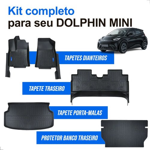 Kit Tapete Byd Dolphin Mini Completo Impermeável Carpette Preto - Imagem 4
