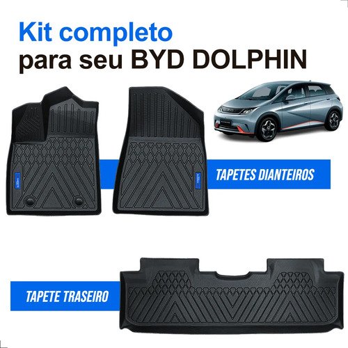 Kit Tapete Completo Byd Dolphin 3d Tpe Impermeável Carpette Preto - Imagem 3