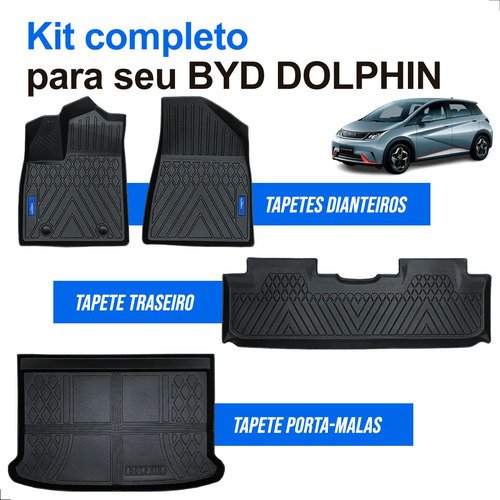 Kit Tapete Byd Dolphin Tpe Completo 3d Impermeável Carpette Preto - Imagem 3