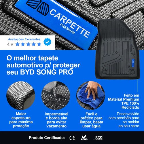 Kit Tapete Byd Song Pro Tpe 3d Impermeável Carpette Premium Preto - Imagem 2