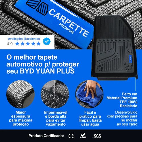 Kit Tapetes Byd Yuan Completo 3d Tpe Impermeável Carpette Preto - Imagem 2
