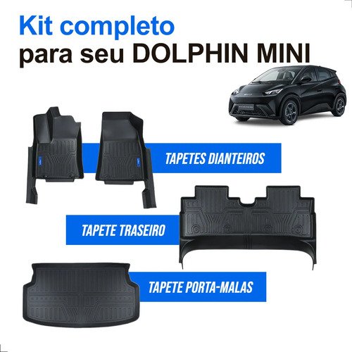 Kit Tapetes Byd Dolphin Mini Tpe 3d Impermeável Carpette Preto - Imagem 4
