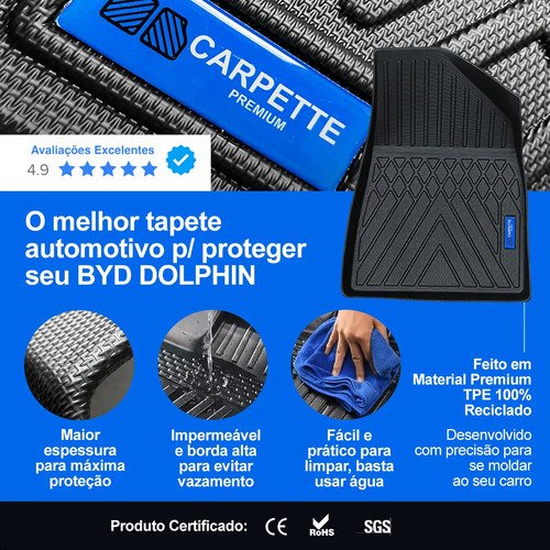 Kit Tapete Byd Dolphin Tpe Completo 3d Impermeável Carpette Preto - Imagem 2
