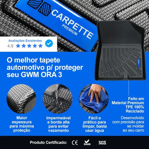 Kit Tapetes Ora 3 Gwm Completo Tpe 3d Impermeável Carpette Preto - Imagem 2